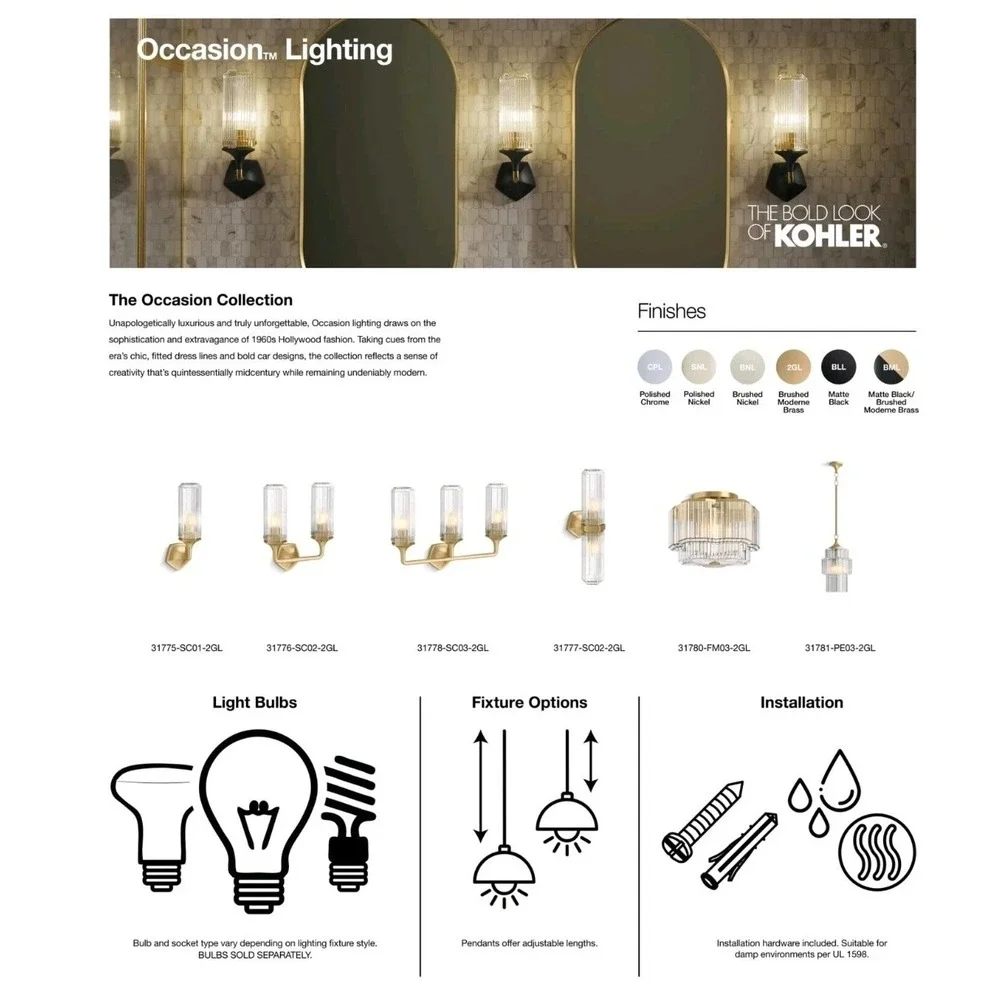 Kohler Lighting 31775-SC01-SNL - Bathroom Fixtures Indoor Lighting